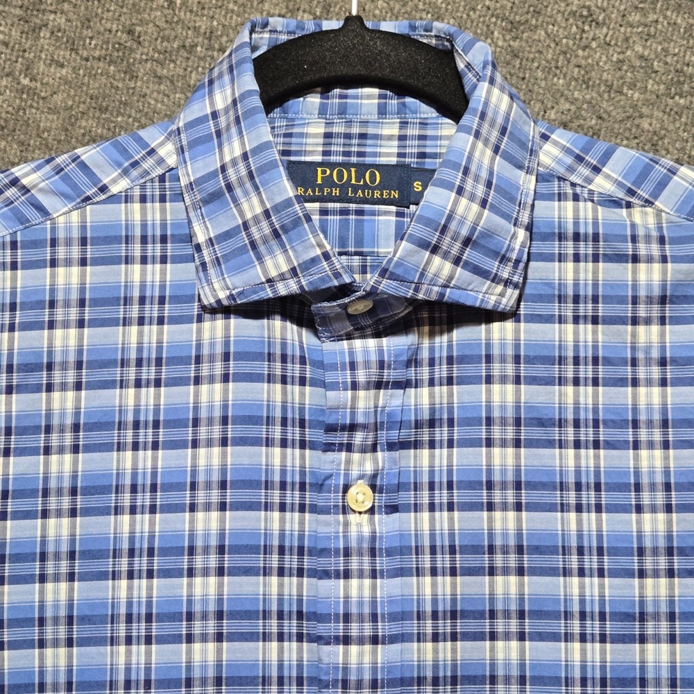 Polo Ralph Lauren Men's Long Sleeve Blue Plaid Shirt Button Shirt Small Preppy